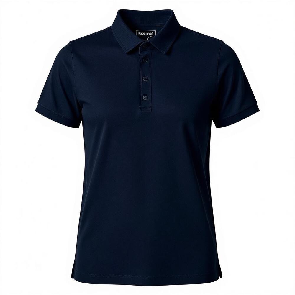 Express Women Black 4 Button Front Pointed Collar Short Sleeve Polo Shirt S/P - Picture 8 of 8